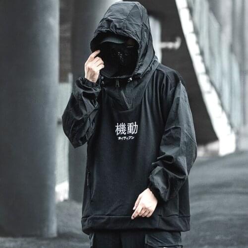 Harajuku Hoodie Sweatshirt Men 2021 Streetwear Patchwork Tactical Function Pullover Sweater Autumn Punk Casual Hoodie Tracksuit