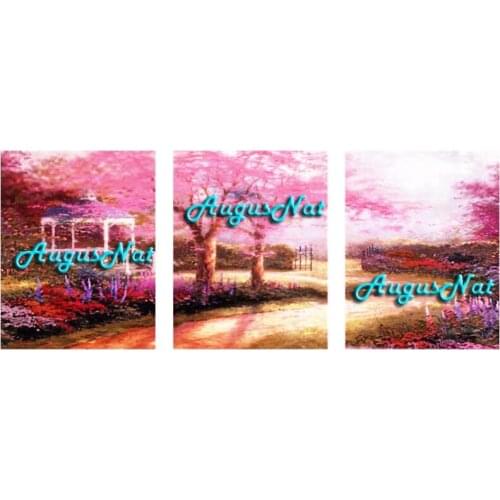 Three pictures combination diamond painting full square cherry tree wall art diamond dotz flower diamont sticker mosaic blossoms