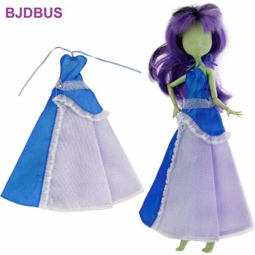 High Quality Princess Dress Special Style Lace Belt Gown Wedding Party Wear Blue Clothes for Monster High Doll Accessories Toys