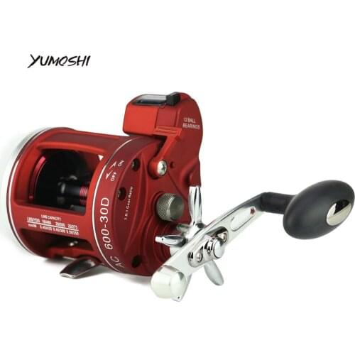 YOUMOSHI Drum Reel Powerful Drum Reels Stainless Steel Grinding Wire Ring High Strong Trolling Fishing Reel With Calculator REEL