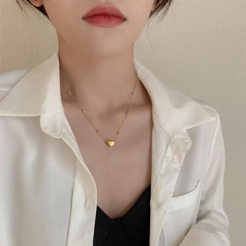 MEYRROYU Stainless Steel Three Color Bead Heart Pandent Necklaces For Female Choker 2021 Trendy New Fashion Party Gift Jewelry