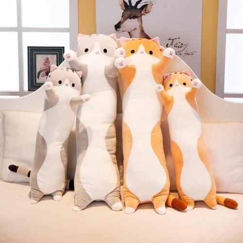 2021 New 50-150cm Specification Long Cat Pillow Cute Cat Animal Doll Plush Toy Girl Birthday Gift