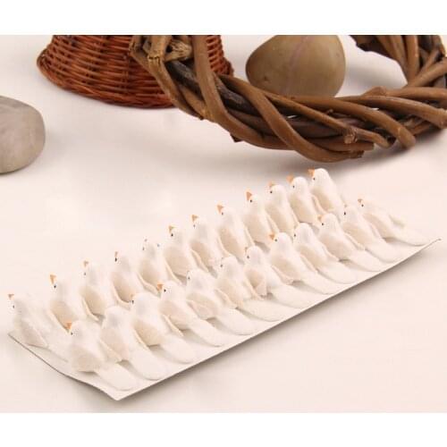 24pcs White Bird Artificial Animal Wedding Decor Home Christmas Decoration DIY Accessories Mini Craft