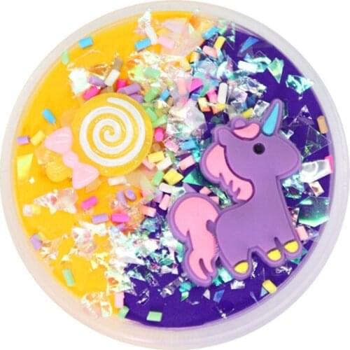 60/100ML Cute Unicorn Cloud Ice Cream Antistress Cotton Mud Fluffy Clay Snow Mud Toy for Children Matching Candy Accessories