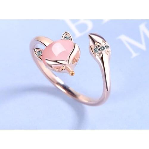 925 sterling silver new woman fine jewelry high quality crystal zircon agate fox ring size adjustable ring Bague anillos