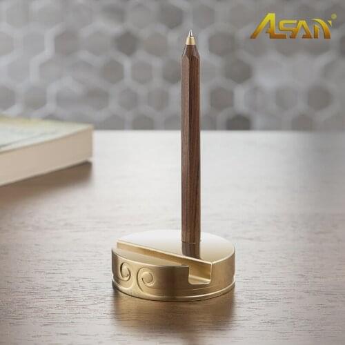 Asan Neo Chinese Style Pure Copper Brass Pen Container Pen Holder Home Office Decor Gift Top Grade Contracted Style