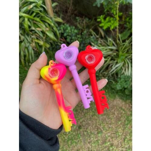 Love Keychain Smoking Pipe with Glass Bowl
