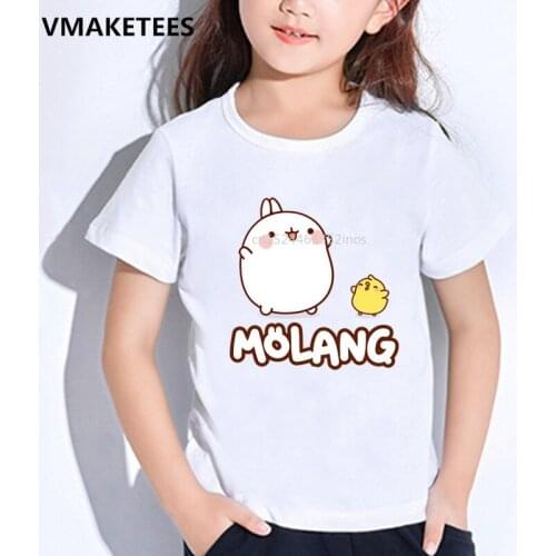 Kids Summer Girls&Boys T shirts Molang and Piupiu Cartoon Print Childrens T-shirt Cute Rabbit Molang Funny Baby Clothes,HKP5217