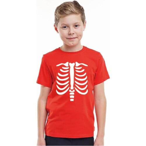 Skeleton Ribs T-Shirts Kids Tshirt Normal Summer Fall 100% Cotton Round Neck Children Party Shirt Tee
