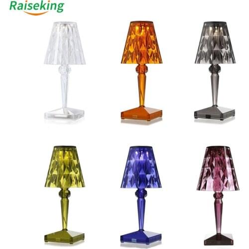 Hot selling Portable rechargeable arcylic crystal diamond LED cordless table lamp home decor restaurant dinner lights