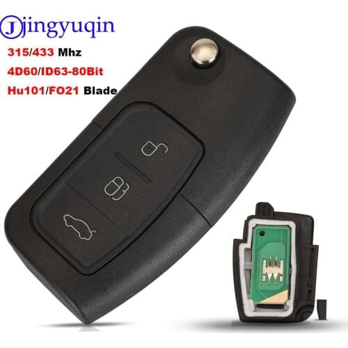 Jingyuqin 433MHz 4D63 40bit 80bit 3 Buttons Flip Folding Remote Control Key for Ford Focus Fiesta 2013 Fob Case HU101 Blade