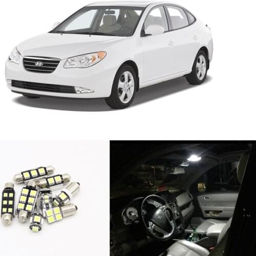 8PCs White SMD Canbus Led Interior Package Kit Light Bulbs For Hyundai Elantra 07-10 Map Dome Vanity Mirror Trunk License Lamps