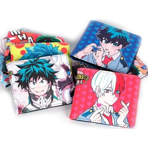 My Hero Academia Anime Cosplay PU Short Wallet Cartoon Leather Purse Todoroki Shoto Card Holder Coin Pocket Gift for Boys Girls