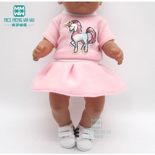 Doll clothes for 43cm Bald baby new born doll fashion Cartoon casual set toys for children