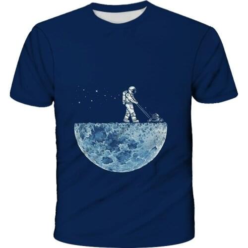 New Summer Cartoon Astronauts T Shirt Kids Casual Tops Sleeve Baby T Shirt Boy Girl Graffiti Style Summer Short SleeveK 2021