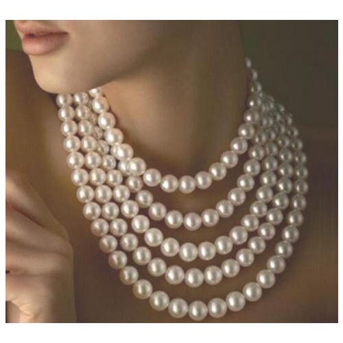 Hot sell long 100 inch 9-10mm white akoya pearl necklace choker