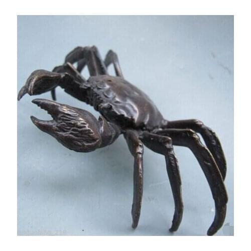 Copper Brass CHINESE crafts Asian Elaborate Chinese Collectibles Decorated Copper Casting Crab Ornament Statue