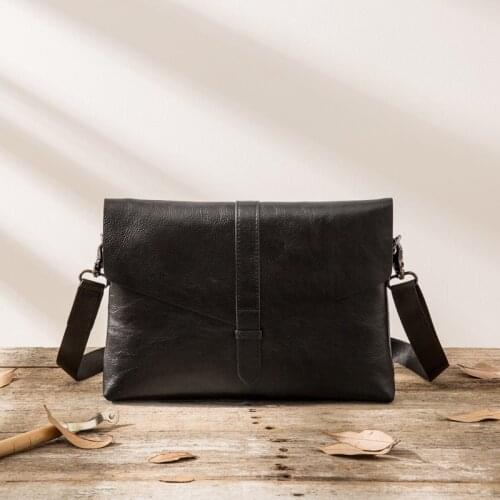 Clutch Bag Mens Clutch Bag Mens Leather Business Leather Shoulder Messenger Bag Wrist Bag Envelope Bag Soft Men Black Casual
