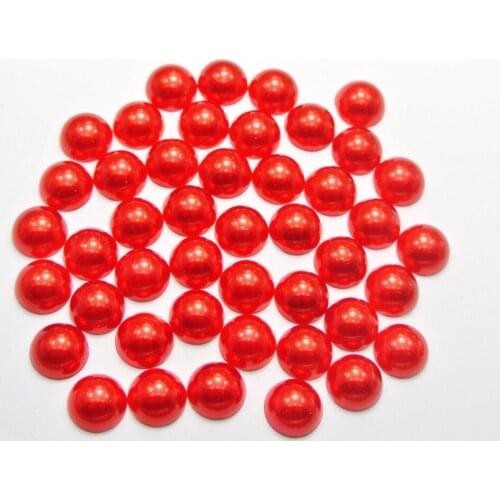 Cheap Red Half Pearl Bead 10mm Flat Back Round Scrapbook Craft 200pcs