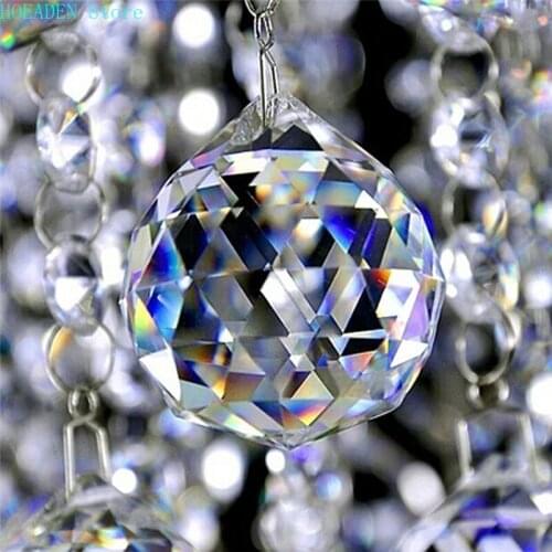 30mm/40mm Hanging Bright Crystal Lighting Ball Prism Diy Pendant Curtain Chandelier Decor