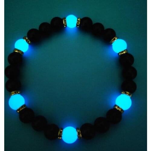 Simple Fashion Glowing Women Charm Bracelet Jewelry Men Fluorescence Bracelets 8mm Natural Stone Elastic Luminous Bead Bracelet