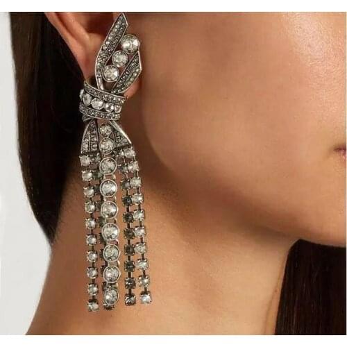 Vintage Tassel Earrings Female 2018 Drop Korean Earrings For Women Crystal Big Long Earring Jewelry Oorbellen Pendientes