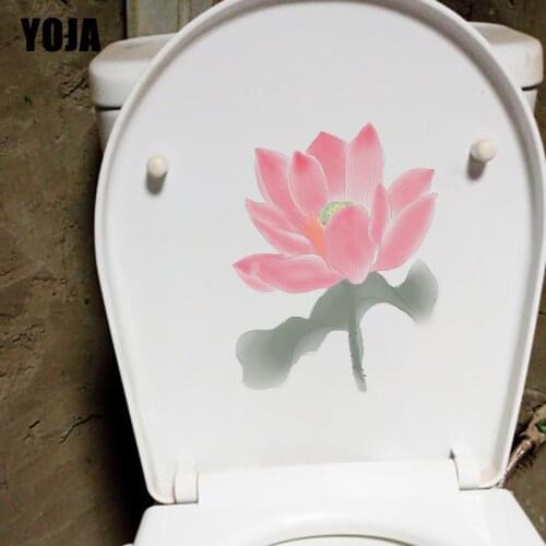 YOJA 16.7*21.6CM Hand Painted Lotus Bedroom Wall Decoration Home Bathroom Toilet Sticker T1-0406