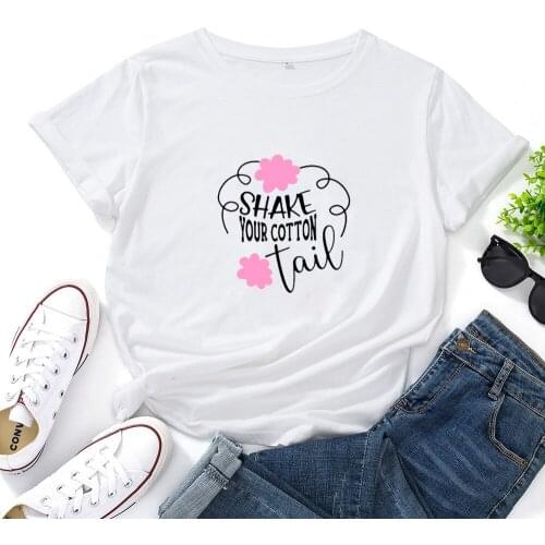 YOUR COTTON TAIL T-shirt Women Personality Letter Pattern Women T Shirt Top Casual Short-sleeved Tshirts Cotton Women