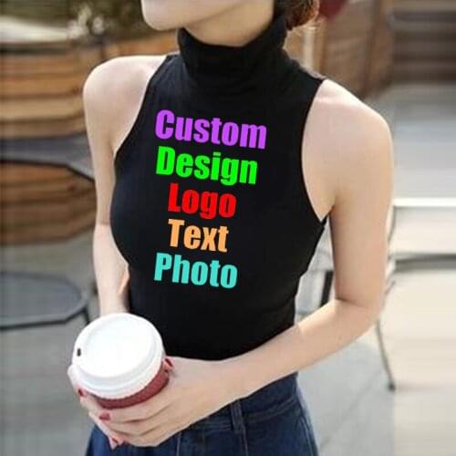 Tight high collar half height female summer retro aa short t-shirt high waist umbilical shirt cotton sleeveless bottoming vest