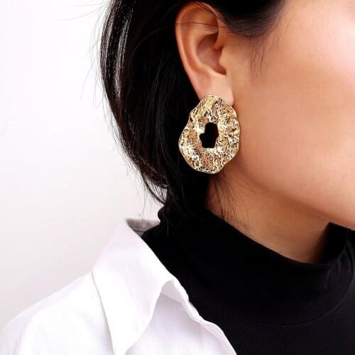 2020 New Retro Metal Temperament Concave-convex Mirror Jewelry Female Geometric Irregular Ring Pendant Grunge Aesthetic Earrings