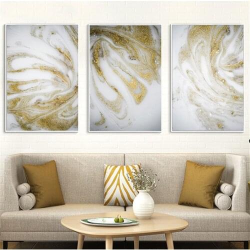 Golden Luxury Artwork Painting Home Decor Wall Art Picture Abstract Poster and Print Gold Sand Canvas Painting for Living Room