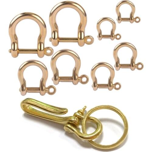 2PCS S/M/L/XL Brass D Shackle Joint Clasp for Keyring Key Pouch Belt Loop Fastener Clip DIY