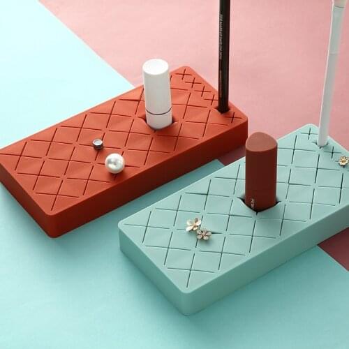 28/8 Grid Silicone Lipstick Brushes Storage Cosmetics Display Stand Organizer Make -up Brush Eyebrow Pencil Pen Holder
