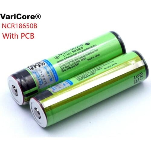 VariCore Protected Original 18650 Rechargeable battery NCR18650B 3400mah with PCB 3.7V For flashlight batteries
