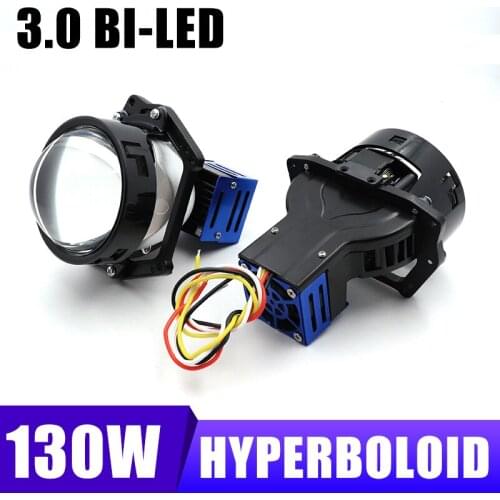 Bi-LED 6000K Hyperboloid Projector Lenses 130W Hi/Lo LED Lamps H8 Bulb 9006 H4 H7 For Headlight Car-styling Retrofit Beam Lens
