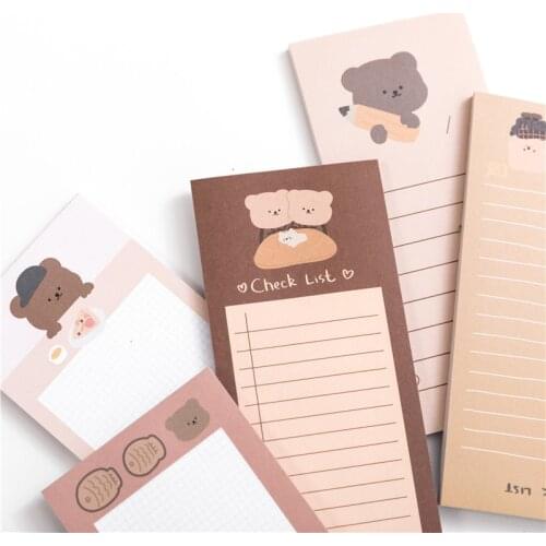 50 Sheets Cute Biscuits Bear Memo Pad Message Notes Decorative Notepad Note check list Memo Korean Stationery Office Supplies