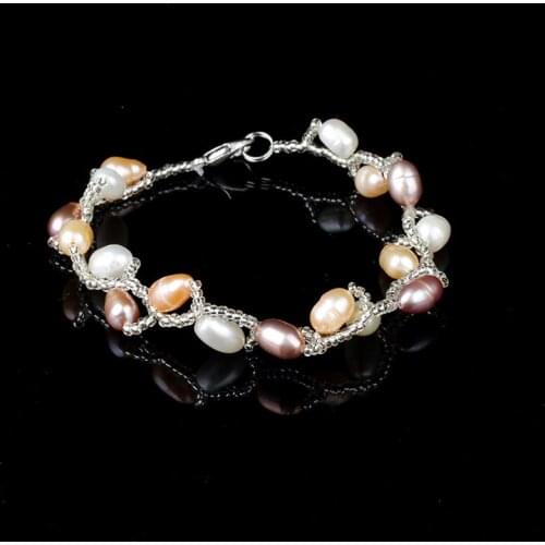 Freshwater Pearl Bracelet, Strong Light, Micro-Spare Beads, Full and Wild White Simple Womens Bracelet, Extension Chain Adjusta