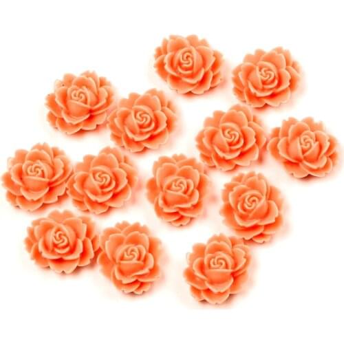 50Pcs Pink Resin Flower Decoration Crafts Beads Flatback Cabochon Scrapbook DIY Embellishments Accessories Buttons