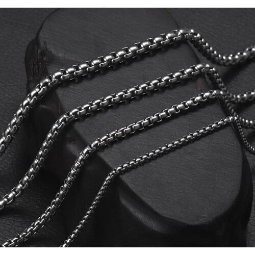 Stainless Steel Necklace Box Chain with Lobster Clasp Steel Tone Jewelry DIY Making Finished Chains Mens Accessories 2-4mm