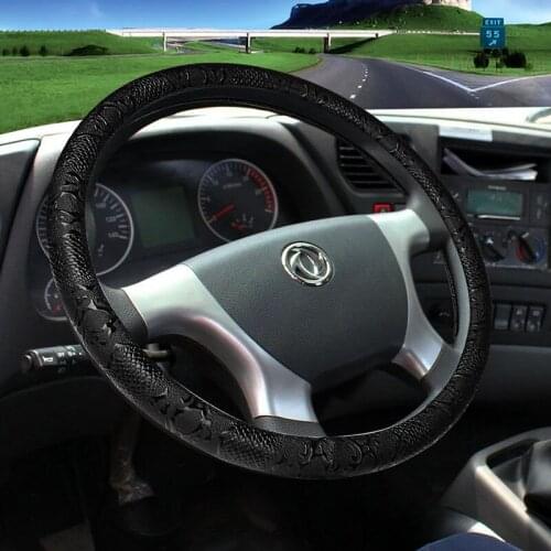 KKYSYELVA Silk Leather Steering Wheel Covers for Car Bus Truck 36 38 40 42 45 47 50cm Diameter Auto Steering-wheel cover