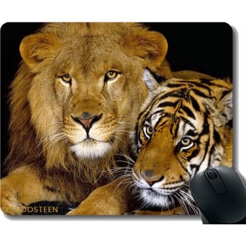 Colors Gaming Mouse Pad Custom Design Mat,Tiger Lion Couple Down Big Cat Predator 52228 Non-Slip Rubber Base Mousepad