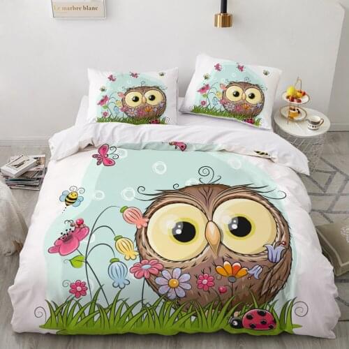 Kids Bedding Set for baby cartoon duvet cover set for home bed linen bedclothes family sets Euro 200*220 owl