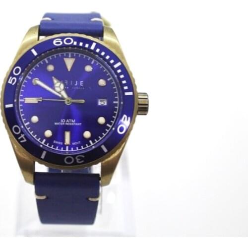 INFIJE- Quartz Watch with Marine Bronze Case col. Blue - MADE IN ITALY