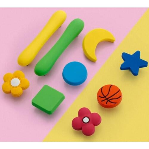 JD Drawer Furniture Handle Cabinet Door Knob Hardware Rubber Modern Cartoon Children Zinc Alloy 64mm