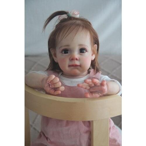 NPK 60CM Lifelike Handmade High Quality Reborn Toddler Maggie Detailed Hand-rooted hair Collectible Art Doll