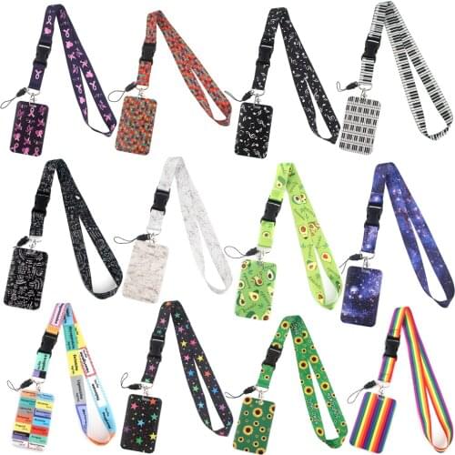 DZ1465 Wholesale Fashion Rainbow Removable lanyard card ID Badge Holder Car KeyChain ID Card Pass Gym Mobile Key Ring Jewelry