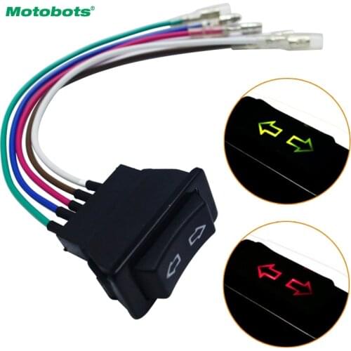 MOTOBOTS 1set 5Pin 20A 24V/12V Window Switch Button With Red/Green LED Light Wire Adapter for Universal All Autos #CA4538