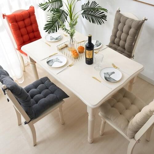 Thickening Home Soft Square Siamese Seat Cushion Back Cushion Tie on Chair Cushion Modern Brief Restaurant Office Study Cushion