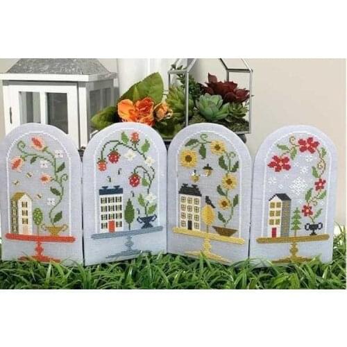 Stich Cross Stitch Kits Craft -Four Seasons Bell Jar 50-27 Counted cross stitch Needlework Embroidery Cross-Stitching