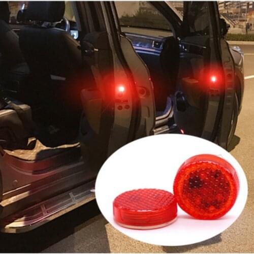 2x LED Car Door Warning Lights Accessories Sticker For Skoda Octavia 2 A7 A5 A4 Vrs Fabia 2 1 Rapid Yeti Superb 3 Felicia Citigo